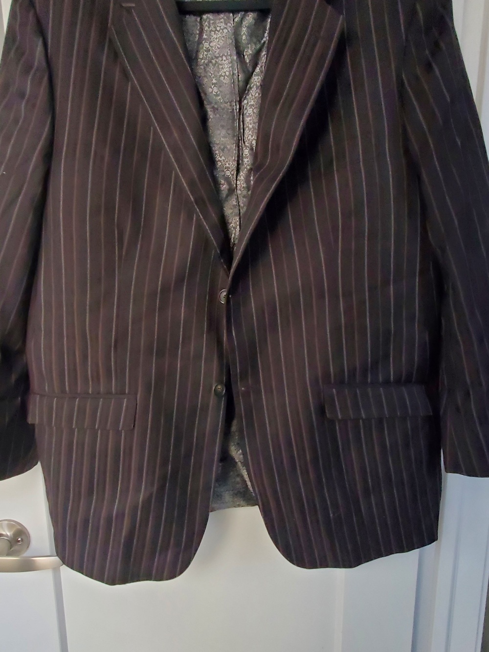 Men's Black Pinstripe Suit Jacket - Tailored Two-Button Blazer